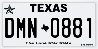 TX license plate DMN0881