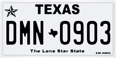 TX license plate DMN0903