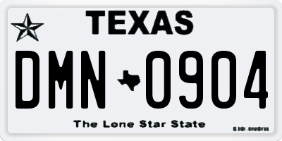 TX license plate DMN0904