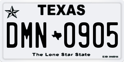 TX license plate DMN0905