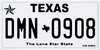 TX license plate DMN0908