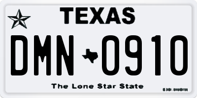 TX license plate DMN0910