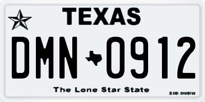 TX license plate DMN0912