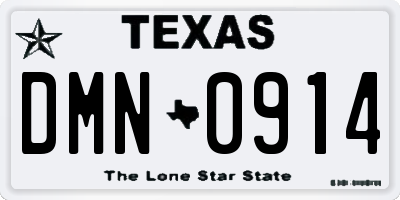 TX license plate DMN0914