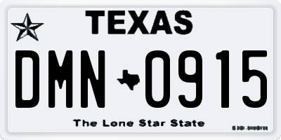 TX license plate DMN0915