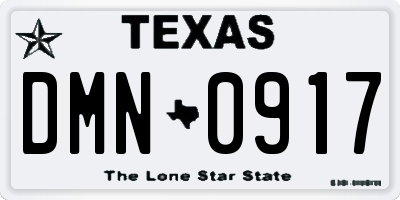 TX license plate DMN0917