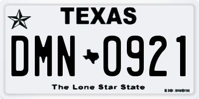 TX license plate DMN0921