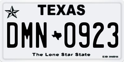 TX license plate DMN0923