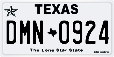 TX license plate DMN0924