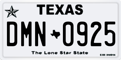 TX license plate DMN0925