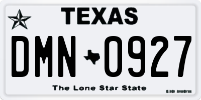 TX license plate DMN0927