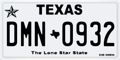 TX license plate DMN0932