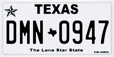 TX license plate DMN0947