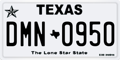 TX license plate DMN0950