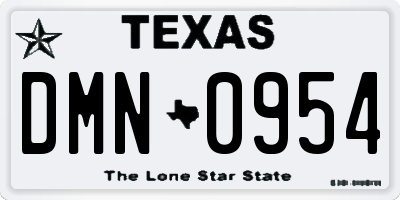 TX license plate DMN0954