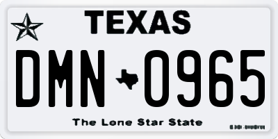 TX license plate DMN0965