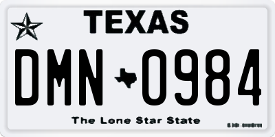 TX license plate DMN0984