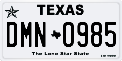 TX license plate DMN0985