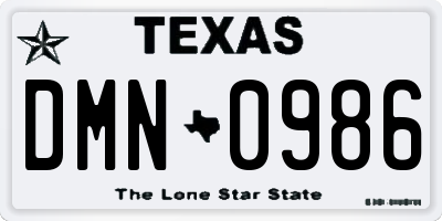 TX license plate DMN0986