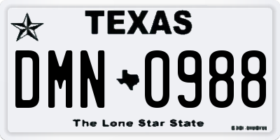 TX license plate DMN0988