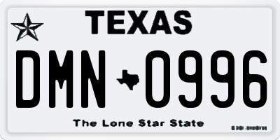 TX license plate DMN0996
