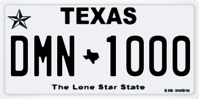 TX license plate DMN1000