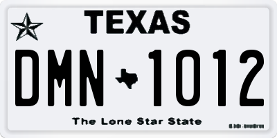 TX license plate DMN1012