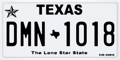 TX license plate DMN1018