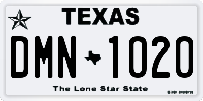 TX license plate DMN1020