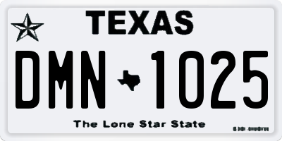 TX license plate DMN1025