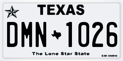 TX license plate DMN1026