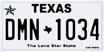 TX license plate DMN1034