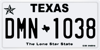 TX license plate DMN1038