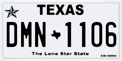 TX license plate DMN1106