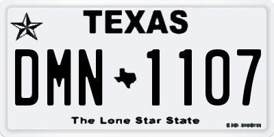 TX license plate DMN1107