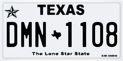 TX license plate DMN1108