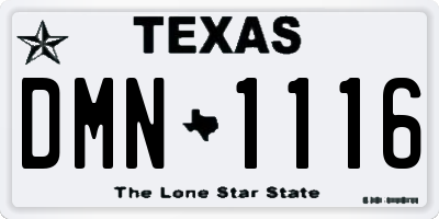 TX license plate DMN1116