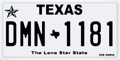 TX license plate DMN1181