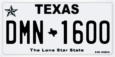 TX license plate DMN1600