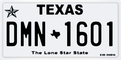 TX license plate DMN1601