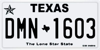 TX license plate DMN1603