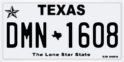 TX license plate DMN1608