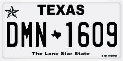 TX license plate DMN1609