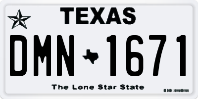 TX license plate DMN1671