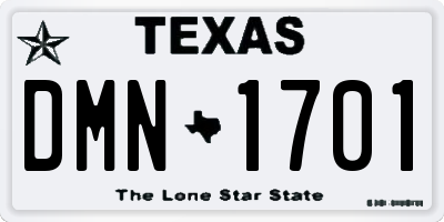 TX license plate DMN1701