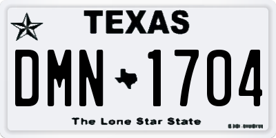 TX license plate DMN1704