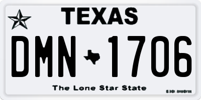 TX license plate DMN1706