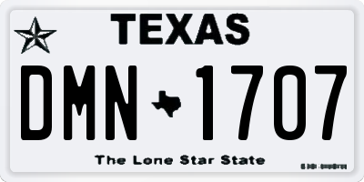 TX license plate DMN1707