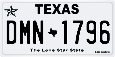 TX license plate DMN1796