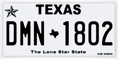 TX license plate DMN1802